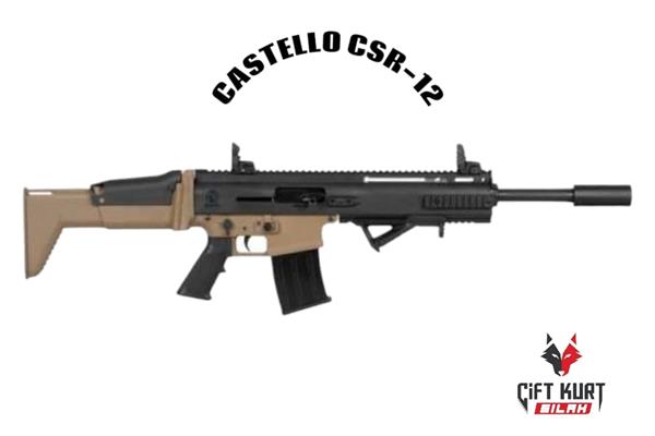 CASTELLO CSR-12 (SCAR-12) ŞARJÖRLÜ YARI OTOMATİK YİVSİZ AV TÜFEĞİ (TAN-SİYAH)